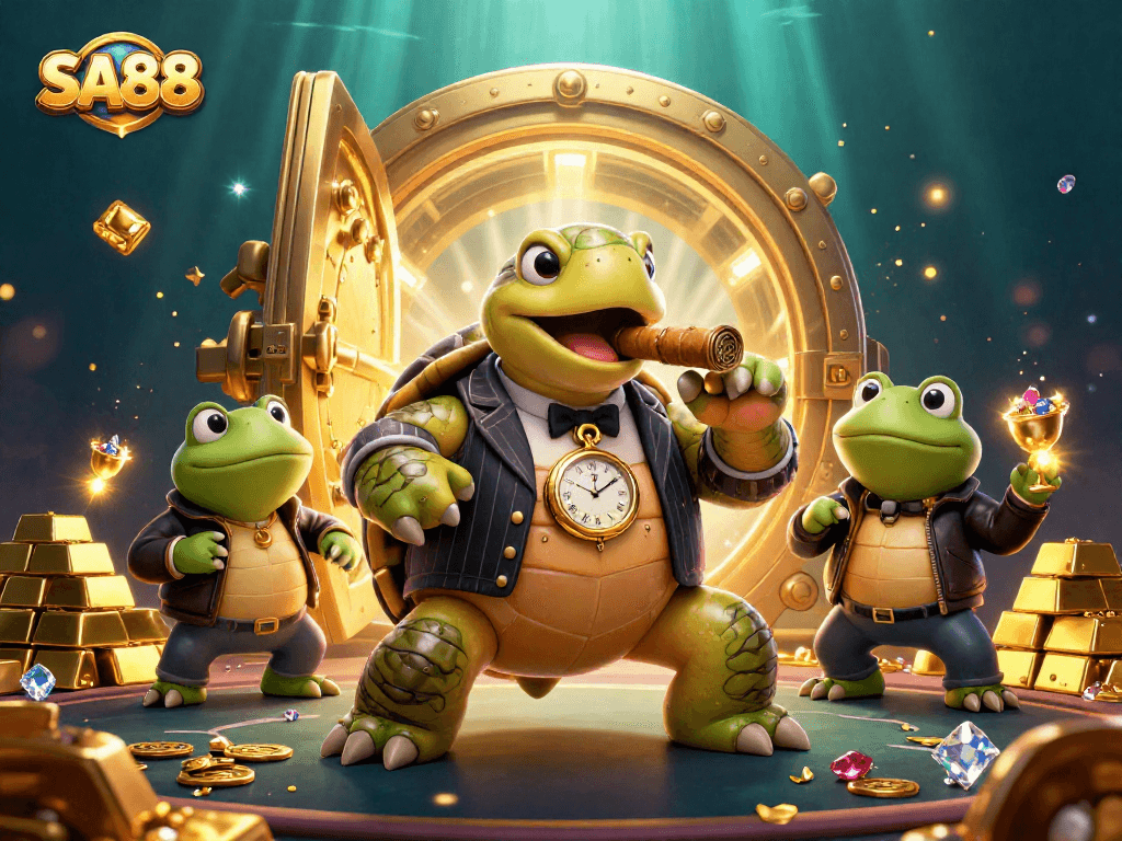 Experience the SA88 casino adventure with luck and fortune, featuring vibrant characters and treasures.