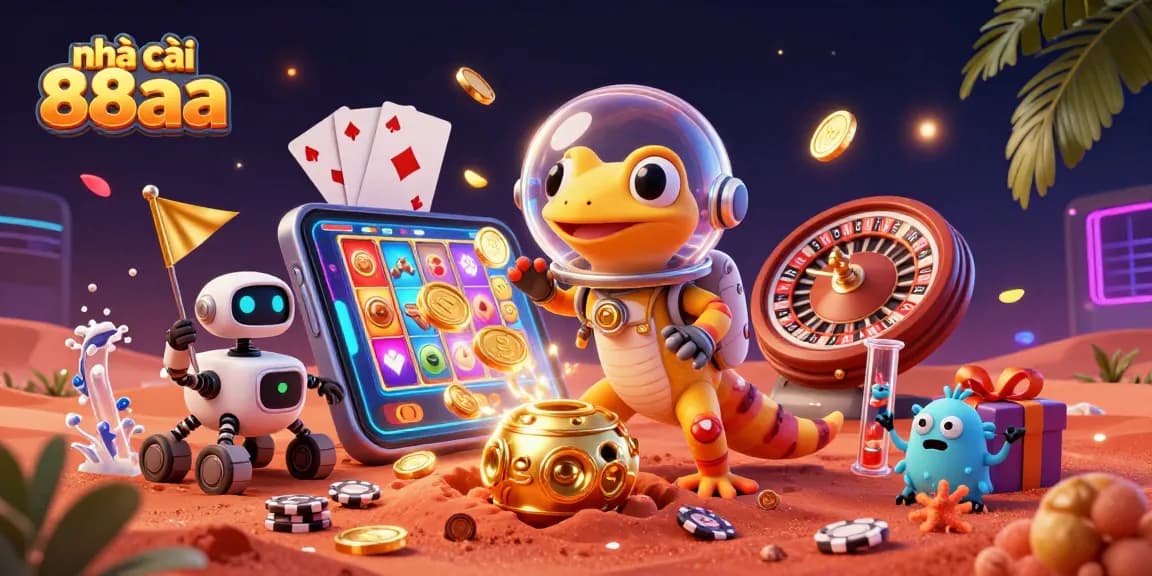 nhà cái 88aa showcases an exciting Martian-themed casino adventure with vibrant characters and dynamic game elements.