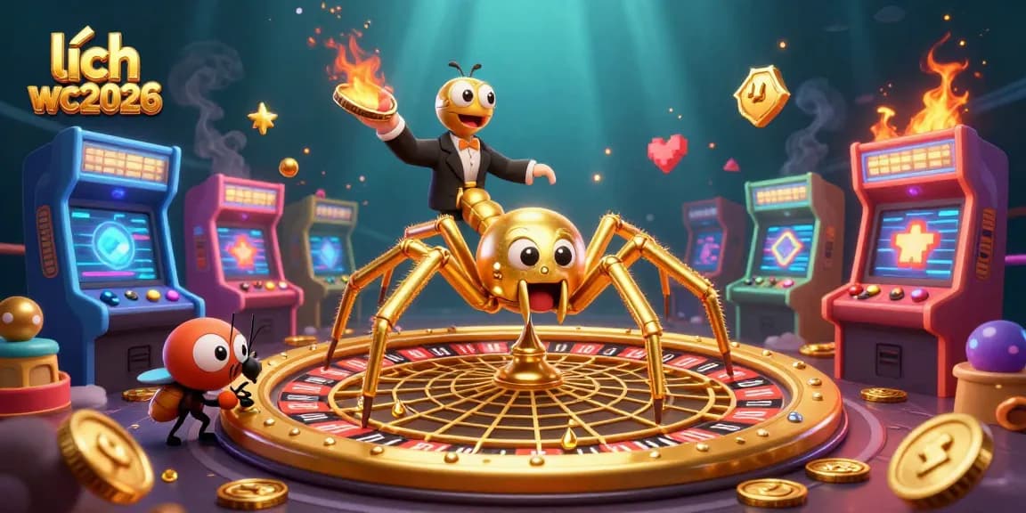 Engage with lịch wc2026 through a vibrant gaming scene featuring a roulette wheel and nervous betting fly.
