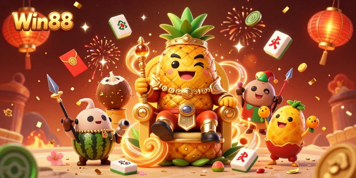 Experience thrilling wins at Win88 with a vibrant 3D casino featuring unique characters and festive elements.
