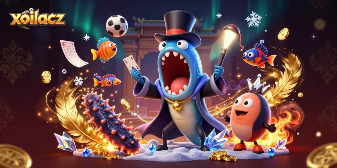 Experience thrilling action as the xoilacz characters perform magical card tricks amidst swirling sports betting elements.