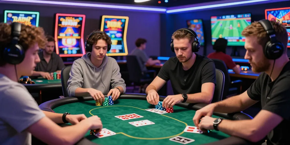 Exciting online gaming scene at ok8386.com with players engaged in poker, showcasing vibrant digital casino atmosphere.