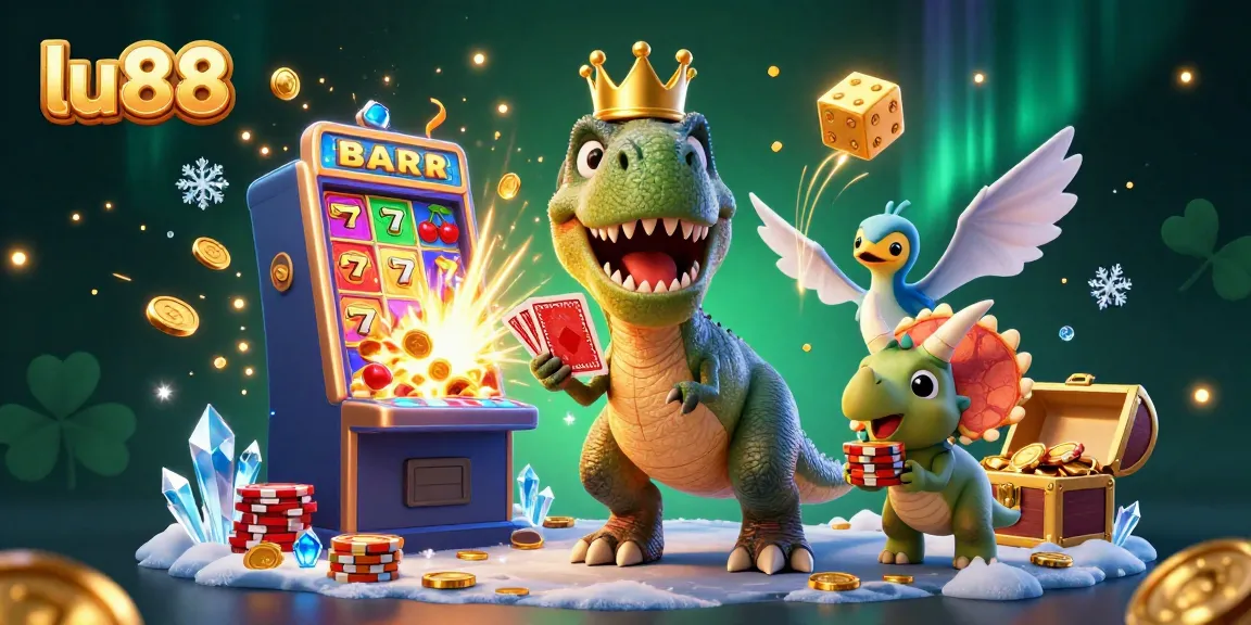 Enjoy thrilling gaming at lu88 with a 3D T-Rex card dealer and animated slots bursting with coins.