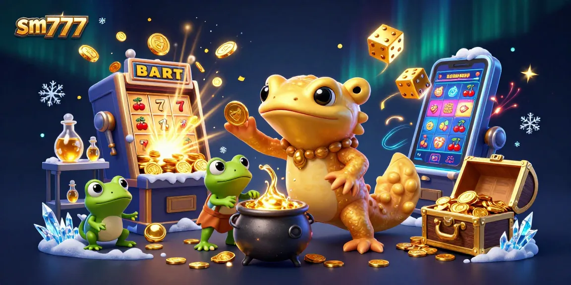 Experience the thrill of winning with sm777 as a golden salamander transforms elements into riches in a vibrant online casino setting.