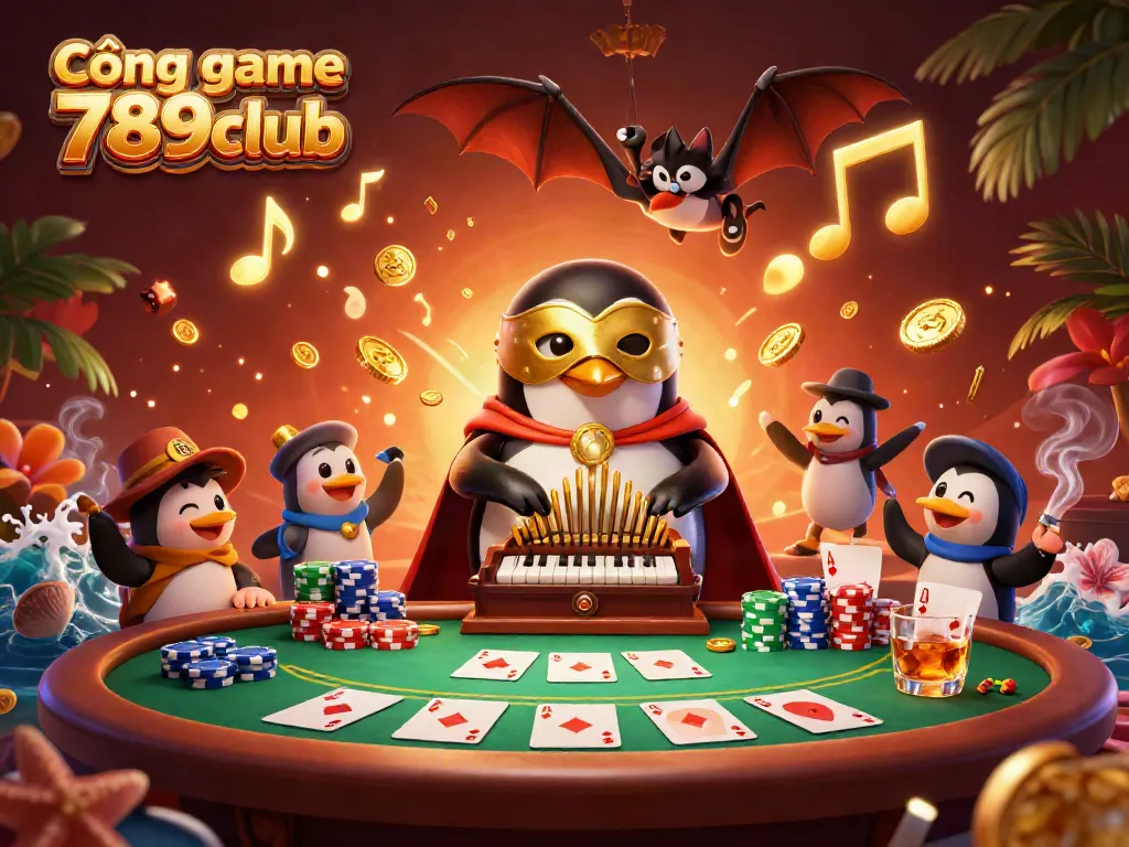 Experience the thrill of Cổng game 789club with golden coins and an exciting casino atmosphere illustrated.