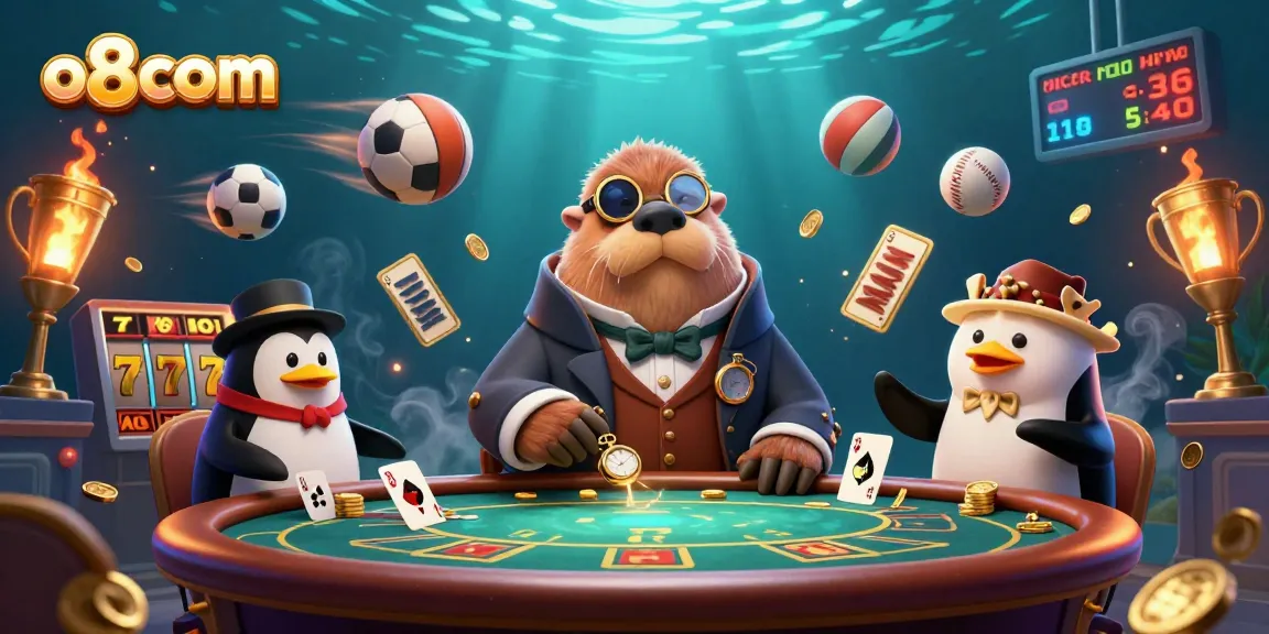 Experience thrilling underwater gambling moments with the o8com casino world featuring a jolly walrus and dealers.