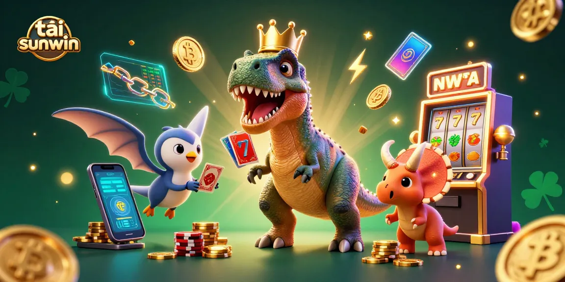 Conquer the casino world with tải sunwin in this vibrant 3D illustration featuring a playful T-Rex and friends.