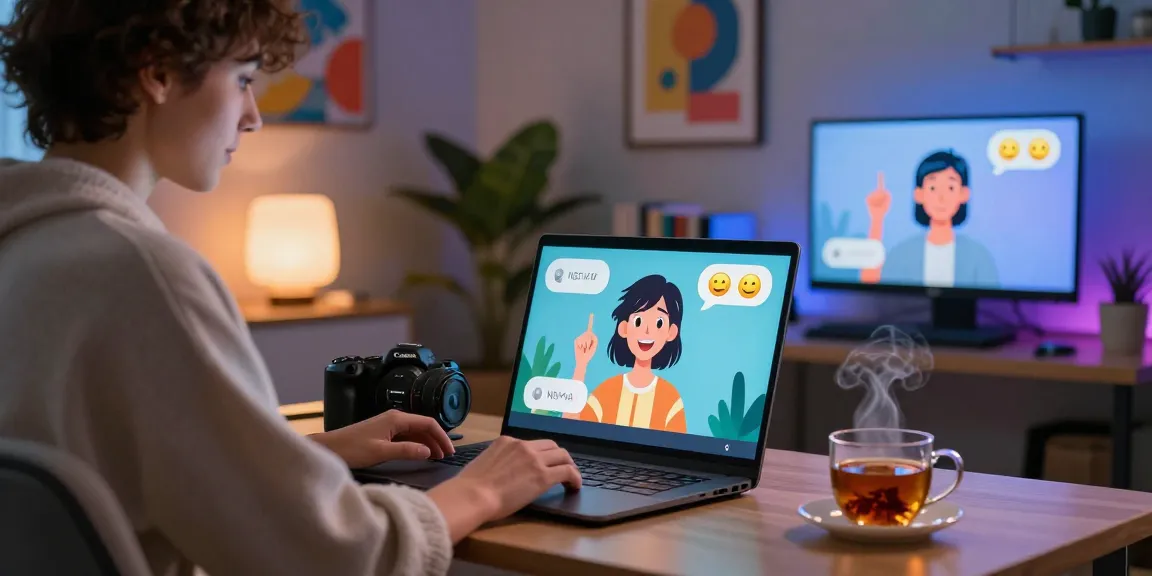 Engaging in nsfw ai chat on a laptop in a cozy home office.