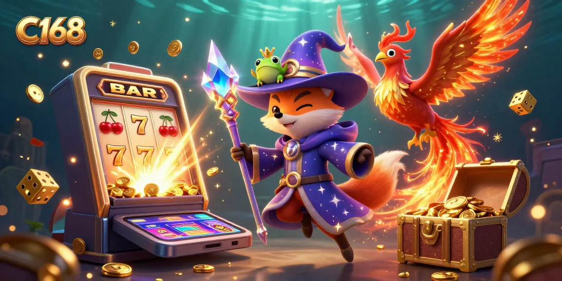 Experience thrilling slots at C168 with captivating visuals of magical creatures and dazzling casino elements.