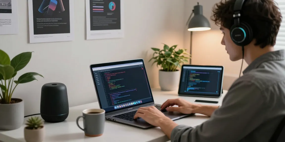 Engaged user interacting with crush ai chatbot in a modern workspace.