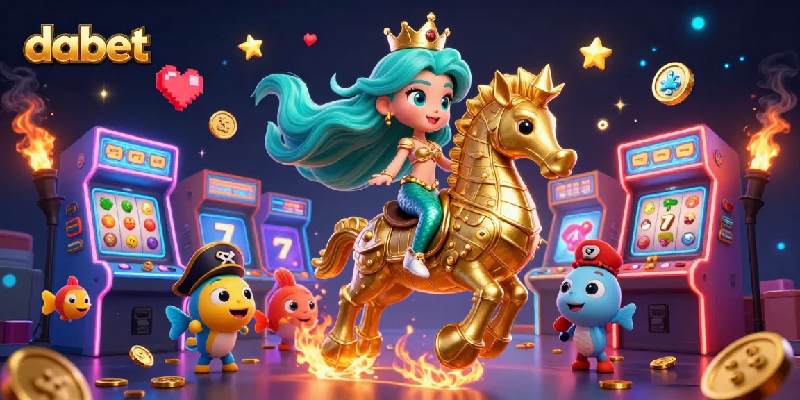 dabet's casino-themed illustration showcases vibrant characters and gaming elements in a dynamic 3D scene.