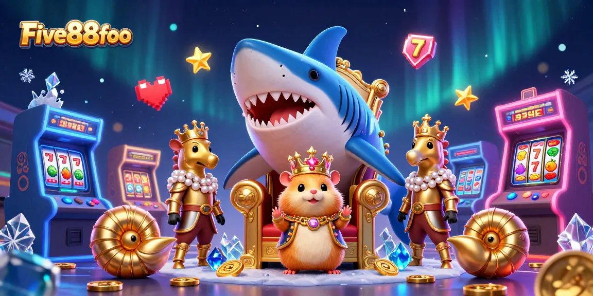 Engage in thrilling slots and jackpots at Five88foo featuring a whimsical scene of a fierce hamster king.