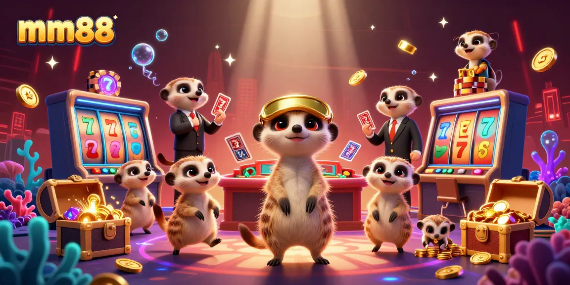 Experience the excitement of mm88's dynamic casino operations with engaging meerkat characters and vibrant gaming elements.