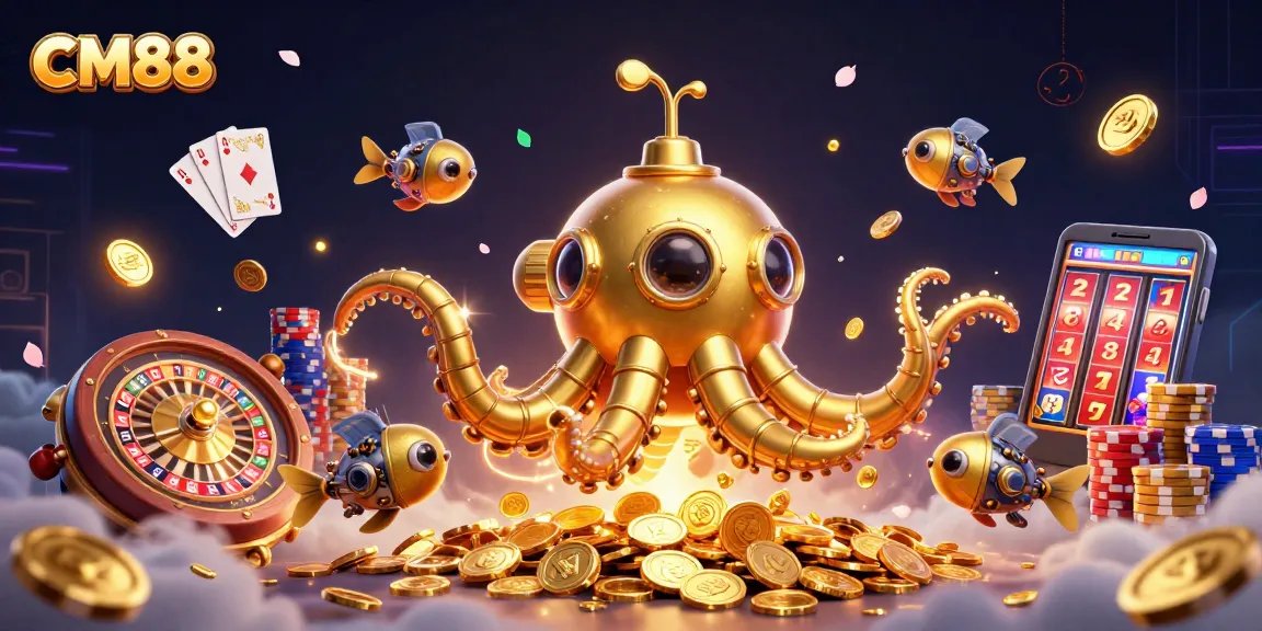 Win exciting prizes with CM88 as a golden kraken submarine navigates a sea of coins.