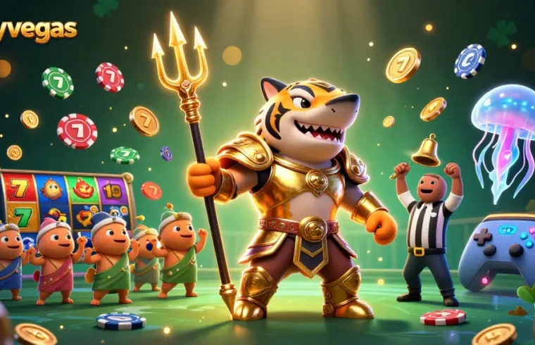 Experience the thrill of crazyvegas with a vibrant underwater casino scene featuring a tiger shark in gladiator armor