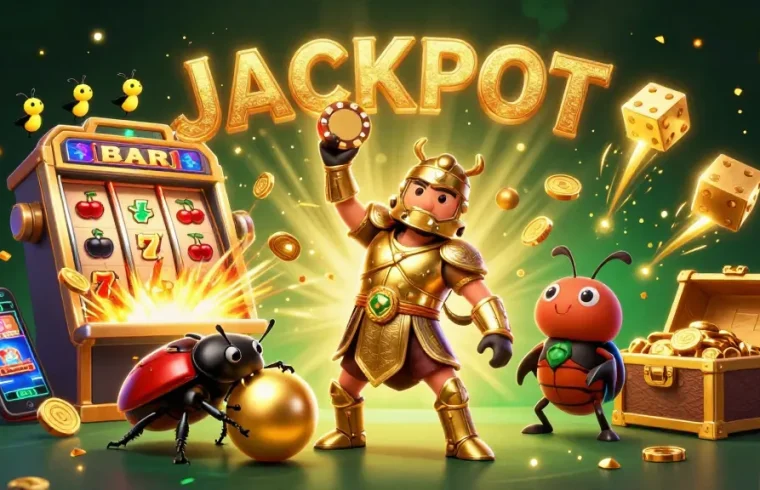 Win big with Sin 88 as a hercules beetle triumphs in a vibrant casino atmosphere.