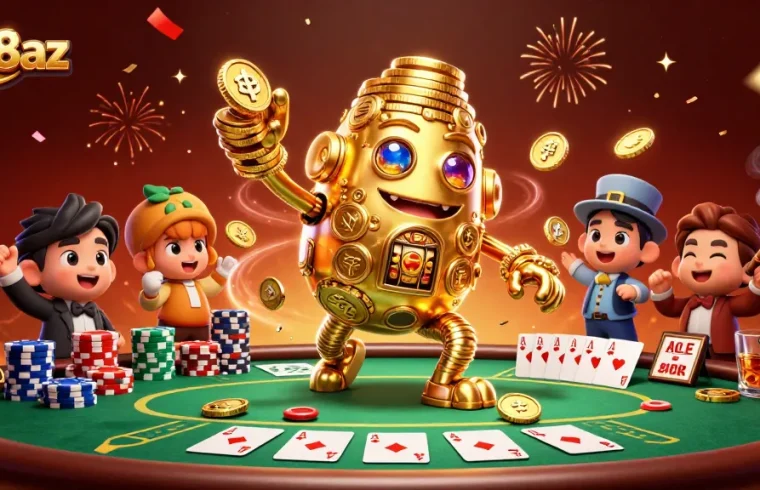 Experience the excitement of c168az with a captivating casino scene featuring a golden golem and poker action.